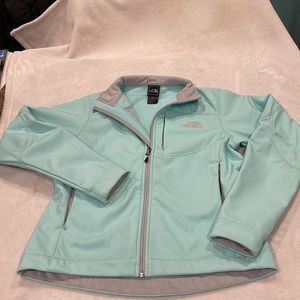 The North Face soft shell jacket light blue, size S